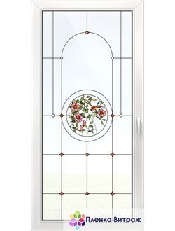 Витражная пленка, витражная пленка самоклеющаяся под заказ,пленочный витраж флора с птицами