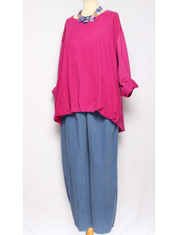 Рубашка "Вельвет с трикотажем"фуксия