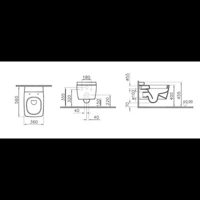 Подвесной унитаз 56 см с функциями VitrAflush и VitrAfresh безободковый, с емкостью для чистящей жидкости, 7672B003-1686