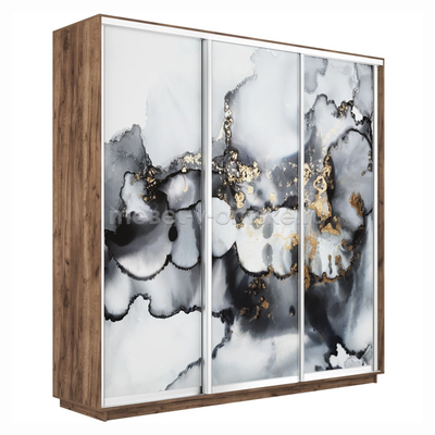 Шкаф-купе Трио-Фото-2 (Абстракция серая) 1800*450*2200