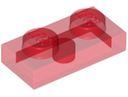 Plate 1 x 2, Trans-Red (3023 / 4101688 / 4101702 / 4130373 / 4163346 / 4201019 / 622541 / 6240212)