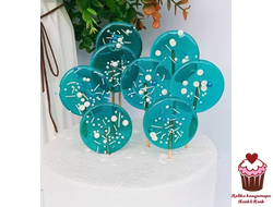 Леденец Круг 5 см с посыпкой, цвет Голубой