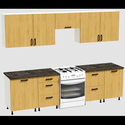 Кухня Эконом 2,1 метра (600х450х600х450) Цвет: Дуб Сонома/Дуб Сонома