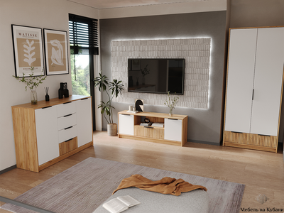 ИВИС ТВ-тумба ТМ-001 Дуб Крафт золотой / Белый