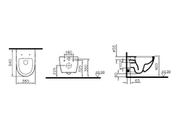 Комплект: подвесной безободковый унитаз с тонким сиденьем с микролифтом, инсталяцией и панелью управления, Vitra Sento Rim-Ex, 9830B003-7207