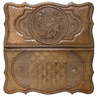 Нарды резные с шашками "Герб Армении" от мастера Саркиса Петросяна