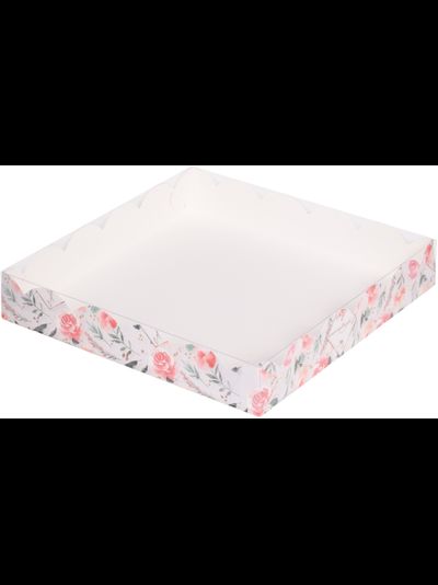 Коробка для печенья/пряников с прозр. кр. (розы), 155*155*35мм