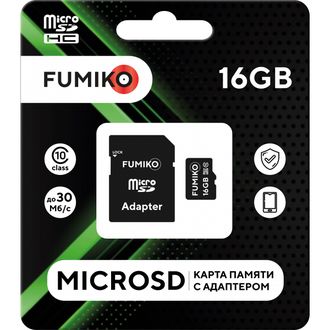 Карта памяти FUMIKO 16GB MicroSDHC class 10 (c адаптером SD)