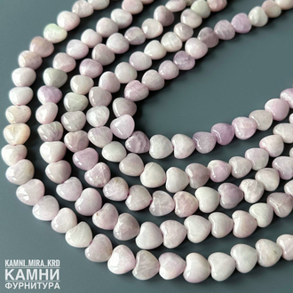 Кунцит сердечки 10 мм, цена за нить 19 см