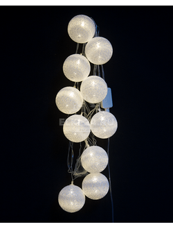 Гирлянда из ниток светодиодная "Тайские белые шарики" 2.5 м, белый теплый свет