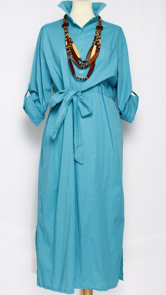 Платье - рубашка "БАНТ" голубое, оранжевое, лайм, зелёное р.46-48