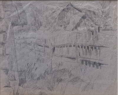 "Сельский пейзаж" бумага карандаш 1899 год