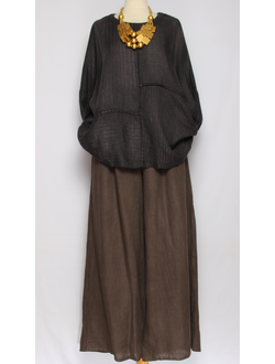 Блуза свободная "Полоски люрекс" черная, бежевая до р.54