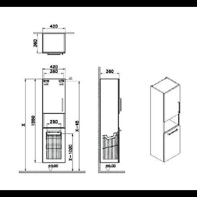 Пенал высокий, Vitra Root, 40 см, с корзиной для белья, кордоба, левосторонний, 68009