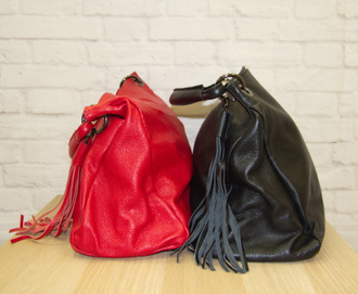 Сумка-мешок с декором-кисточкой