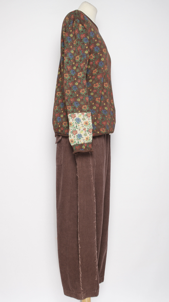 Брюки Бохо вельветовые "Трубы винтажные карман сзади" шоколад р.50-54