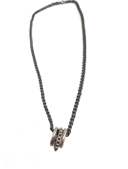 (АРТИКУЛ: 9259/01) КОЛЬЕ КОРОТКОЕ, ПОДВЕСКИ-КОЛЬЦА НА ЦЕПОЧКЕ, МЕТАЛЛ , ЦВЕТ "ЧЕРНЕНОЕ СЕРЕБРО"