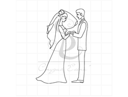 Штамп для скрапбукинга жених и невеста обмен кольцами