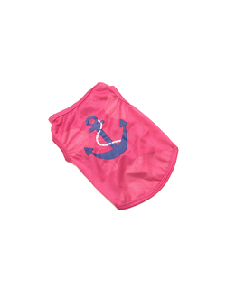Майка для собаки с якорем розовая