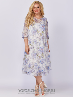 Модель: A-3986.Шифоновое женское платье с цветочным принтом