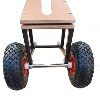 Комплект: Разборная тележка для лодочного мотора,  захват АКП (пневматические колеса)  + ручка верхняя.