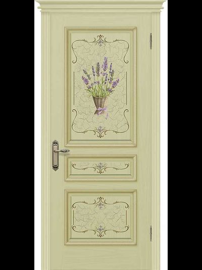 Дверь  Оливия с печатью "Роза", цвет ваниль