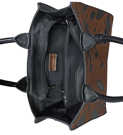 (АРТИКУЛ: 9727) СУМКА ЖЕНСКАЯ СРЕДНЕГО РАЗМЕРА, НАТУРАЛЬНАЯ КОЖА, КОМБИНИРОВАННАЯ, ЧЕРНАЯ/ КОРИЧНЕВЫЙ МЕХ, С ПЛЕЧЕВЫМ РЕМНЕМ