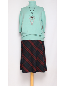 ЮБКА КЛАССИКА "ДРАП СРЕДНЯЯ ПОЛУСОЛНЦЕ" синяя клетка р.48