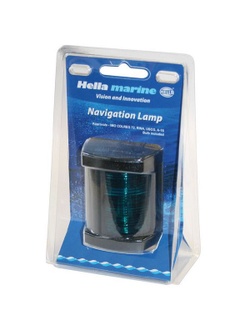 Навигационный огонь Hella marine 1NM 2LT 003 562-125 12В 10Вт правый зеленый свет из белого водостойкого пластика для лодок длиной до 7м