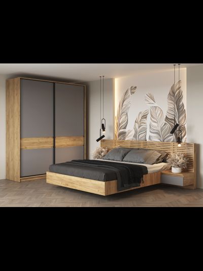 Бостон шкаф-купе ШК-005 Дуб Крафт золотой/Серый Шифер