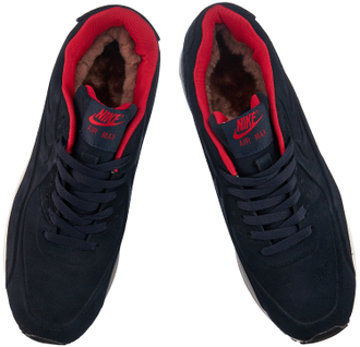 Nike Air Max 90 темно-синие с белым с мехом