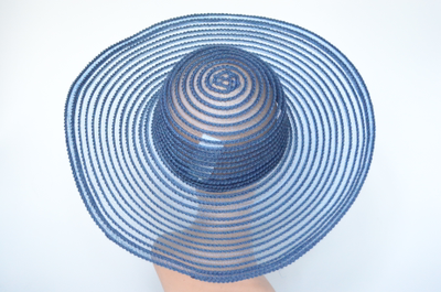 Широкополая шляпа синяя женская