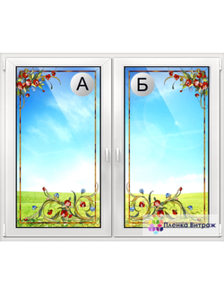 Витражная пленка, витражная пленка самоклеющаяся под заказ,пленочный витраж флора скраснымирозочками