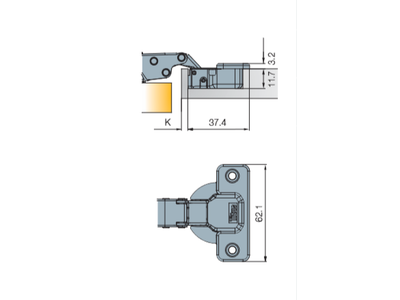 Петля мебельная Titus T-Type (накладная) 110/48/0 мм