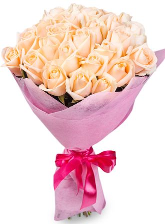 25 кремовых роз (70 см)