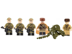 Советские пехотинцы с пулеметом Максим (5 фигурок с оружием)
