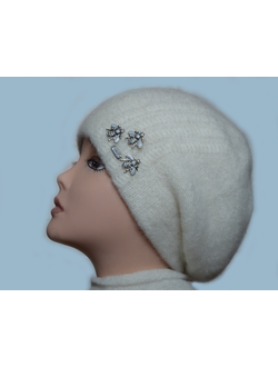 Женский берет с пчелкой Vizio Италия 36187 белый