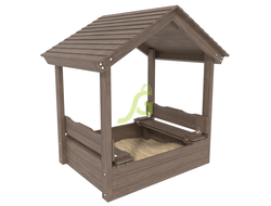 Детская игровая песочница с крышкой и деревянной крышей