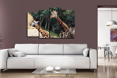Модульная картина "Дружные жирафы"