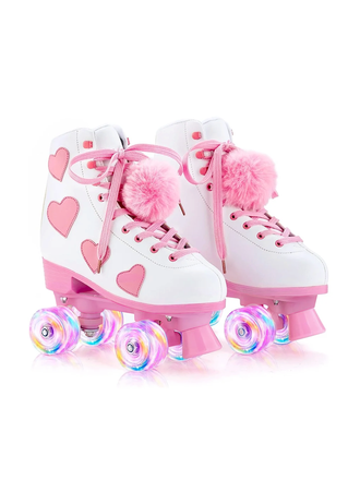 Квады детские раздвижные Xiobo Heart White (светящиеся колёса)