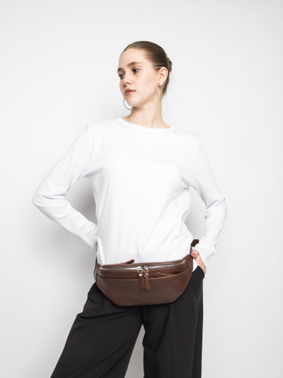 Кожаная поясная сумка Atessa Premium brown (арт. 
7009-53)