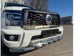 Защита переднего бампера двойная с перемычками Папа Тюнинг d60/42 для Great Wall Poer KingKong 2023-