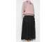 Юбка  "Широкая сетка навесной карман" черная до р.52