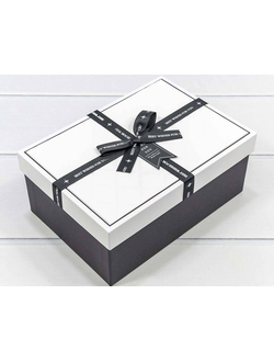 Коробка подарочная прямоуг. с бантом (белая/черная), 17,5*12,5*6,5 см