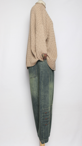 Джинсы "Цветные пунктиры" жёлто-голубые р.48-54