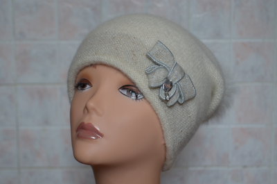 Вязаная шапка из альпака с помпоном Визио Италия