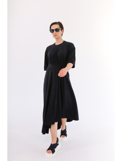 Платье-футболка с асимметричным подолом  (черный)