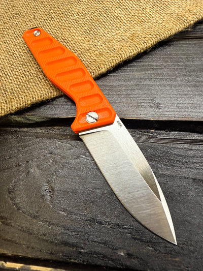 Фрикционный складной нож Атом-2 сталь AUS10, рукоять G10 оранжевый