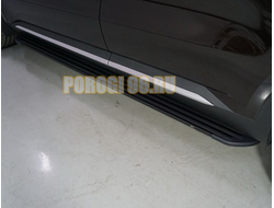 Пороги алюминиевые "Slim Line Black" 1820 мм ТСС для Kia Sorento 2020-