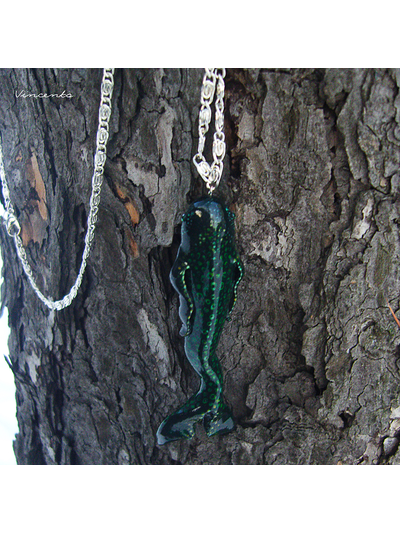 Подвеска "Рыба Древних" в тёмно-зелёной цветовой гамме